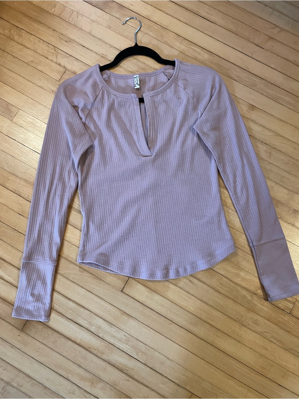 INTIMATELY FREE PEOPLE Billie Layering Top Shirt Cotton Ribbed Light Mauve